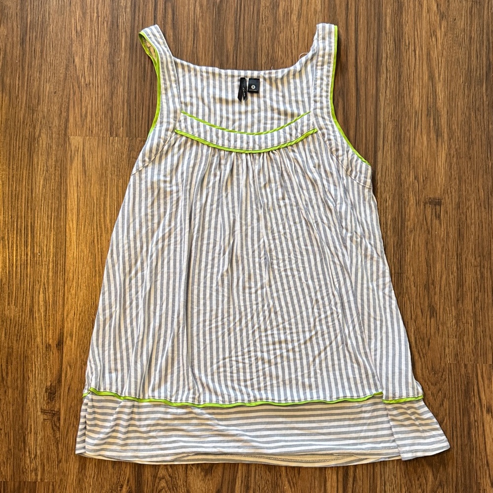 Kensie Striped Pajama Top with Lime Accents